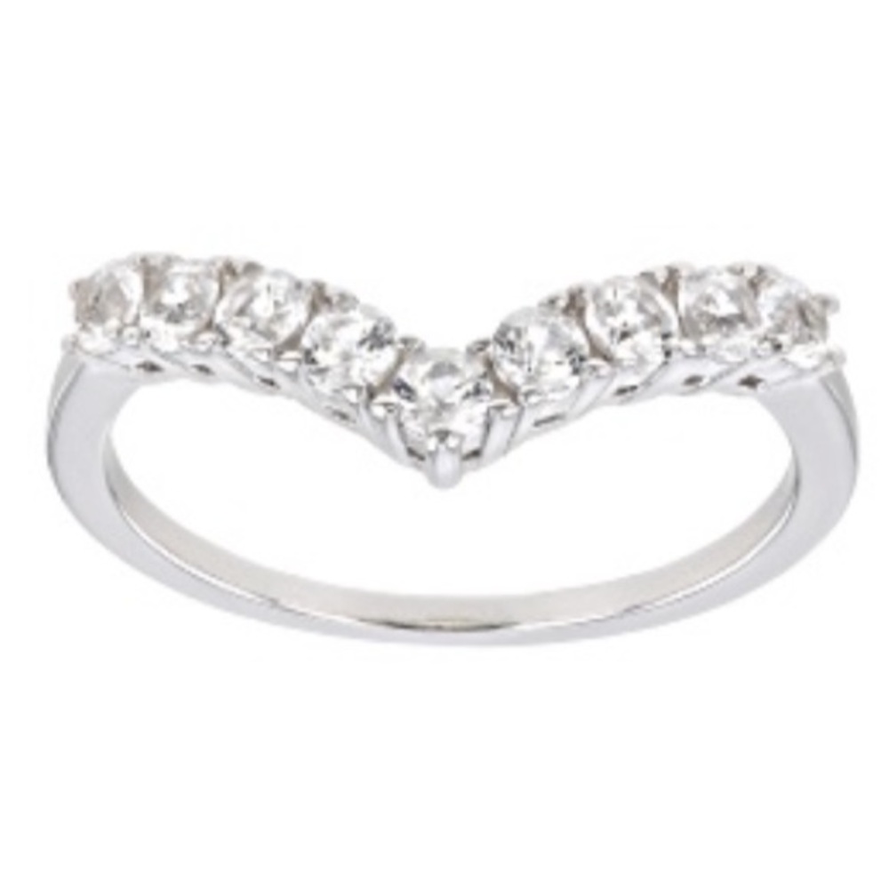 BELLA LUCE ROUND LAB CREATED WHITE SAPPHIRE RHODIUM OVER STERLING SILVER RING